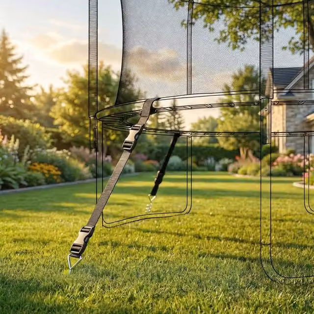 SPORTNOW 4-Piece Galvanised Steel Trampoline Anchor Kit in Silver, 32 cm Stakes