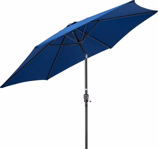 Christow Tilting Garden Parasol Umbrella in Blue with UPF 30 Protection, Diameter: 270 cm