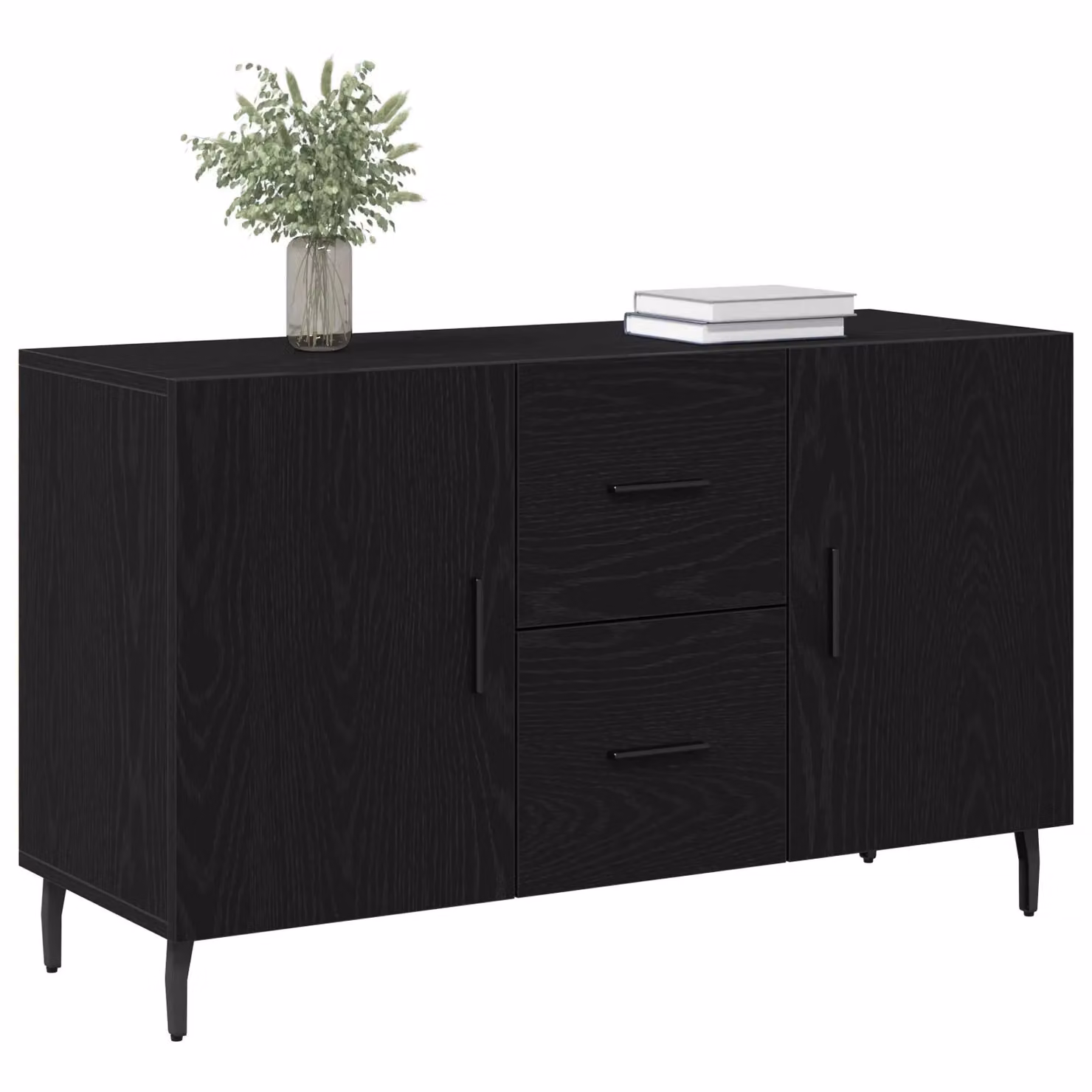 Berkfield Home Black Oak Sideboard in Matt Black, W/D/H: 100 x 36 x 60 cm – 3