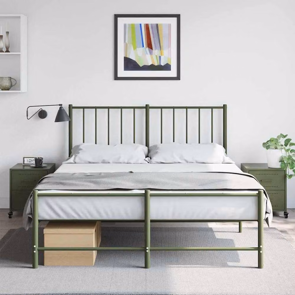 Berkfield Home Set of 2 Metal Bedside Cabinets in Olive Green, W/D/H: 36 x 39 x 43.5 cm – 3