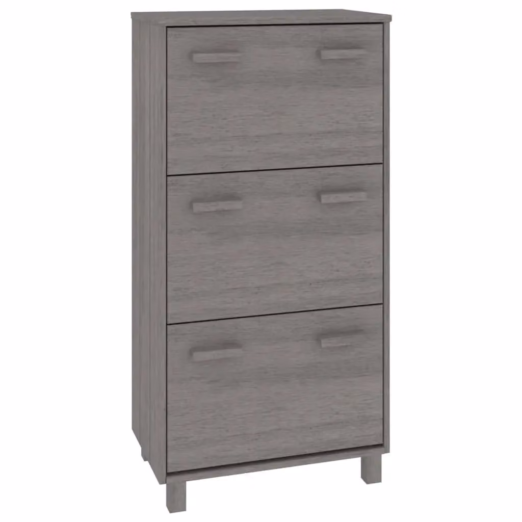 Berkfield Home HAMAR Shoe Cabinet in Light Grey Solid Pine Wood, W/D/H: 59.5 x 35 x 117 cm – 2