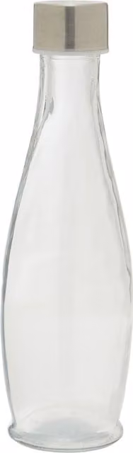 Orsina Rustic Dayla Clear Borosilicate Glass Water Bottle with Silver Metal Lid, 550ml