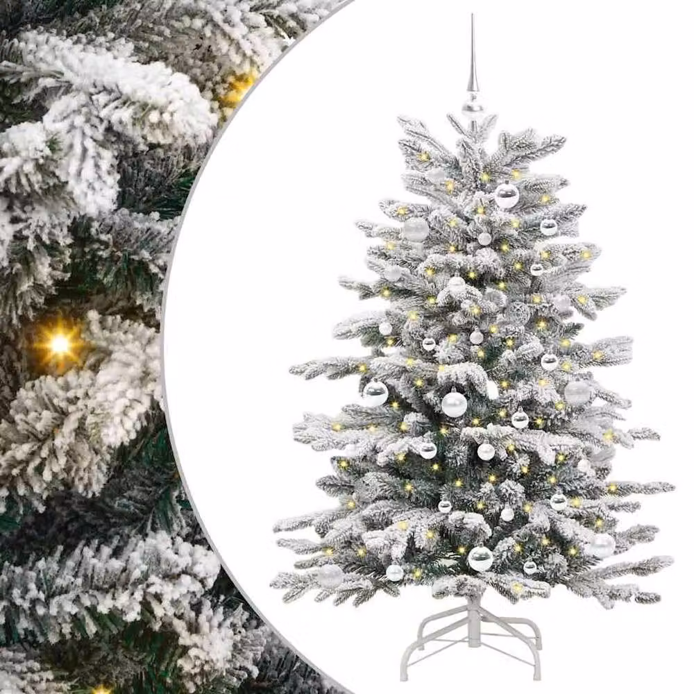 Berkfield Home Elegant Artificial Hinged Christmas Tree in White, Height: 150 cm – 3