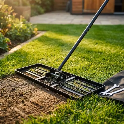 Harbour Housewares Heavy Duty Steel Lawn Levelling Rake in Black