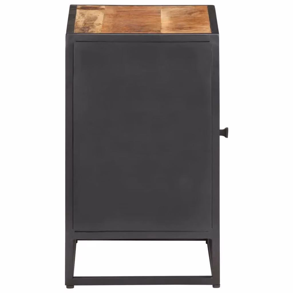Berkfield Home Bedside Cabinet in Brown Rough Mango Wood and Natural Cane, W/D/H: 40 x 30 x 50 cm – 4