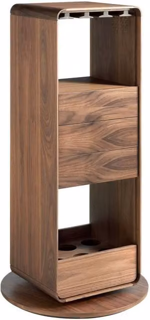 Angel Cerda 360-degree Swivelling Walnut Veneer Bar Cabinet in Brown, W/D/H: 128 x 43 x 40 cm