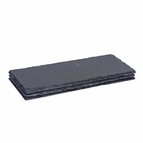 Argon Tableware Rectangle Slate Dinner Plates, Pack of 3, Grey, W: 29 cm, D: 12 cm