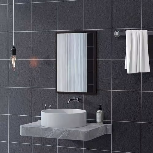 HOMCOM Modern Rectangular Wall-Mounted Glass Mirror, Black, W: 50 cm, H: 70 cm – 4