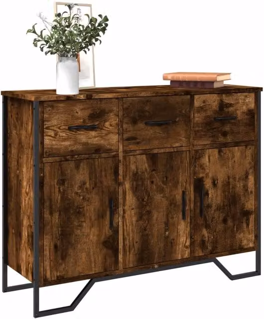 Berkfield Home Modern Smoked Oak Sideboard in Brown, W/D/H: 97 x 32.5 x 74.5 cm – 1