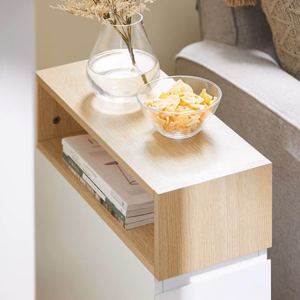 SoBuy Modern White Metal Narrow Side Table with Castors – 3