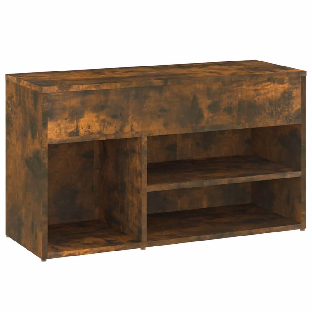 Berkfield Home Smoked Oak Shoe Bench in Brown, W/D/H: 80 x 30 x 45 cm – 3