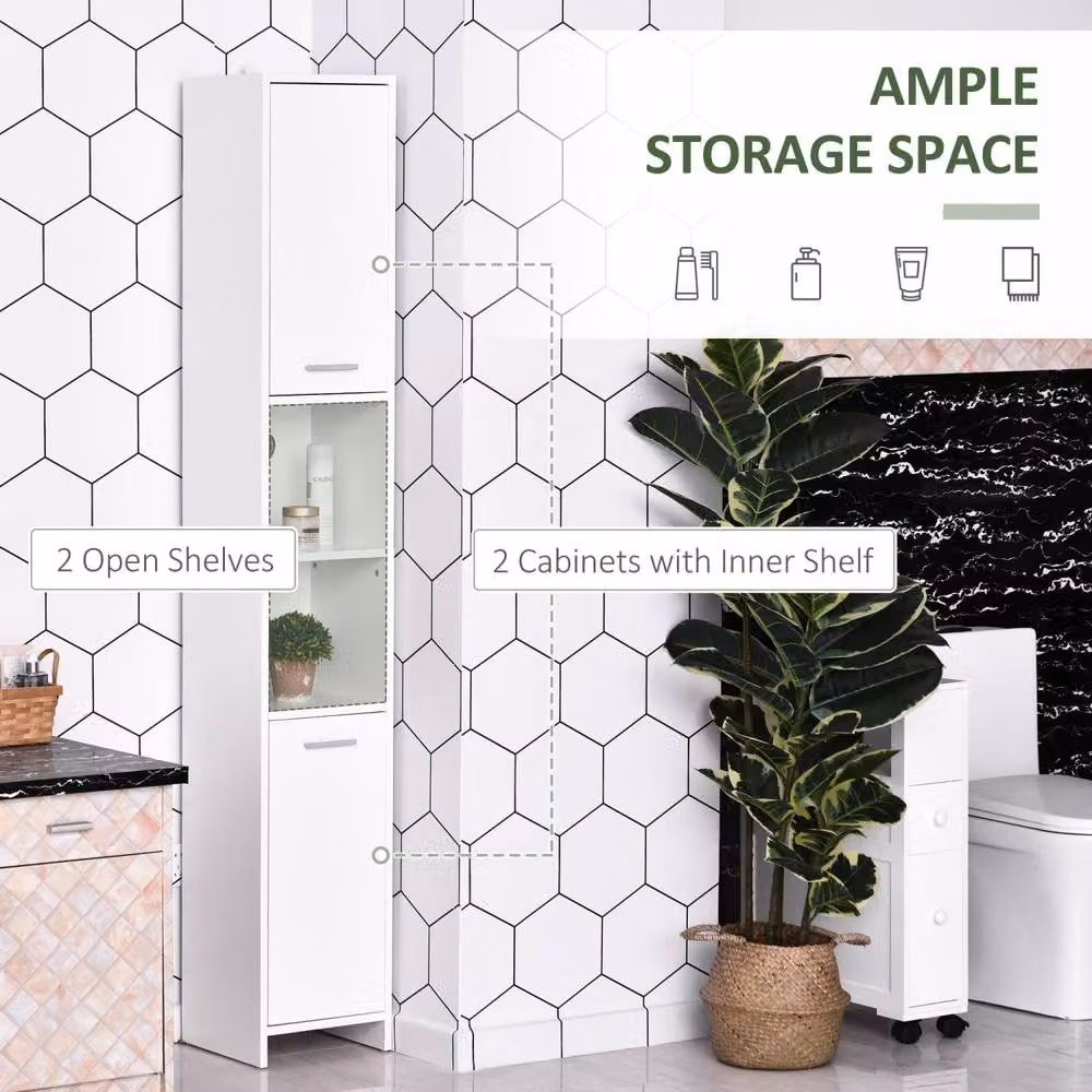 Wyld Haus Ridila Tall White Storage Cabinet with Adjustable Shelves and Hinged Doors W: 30 cm, D: 30 cm – 3