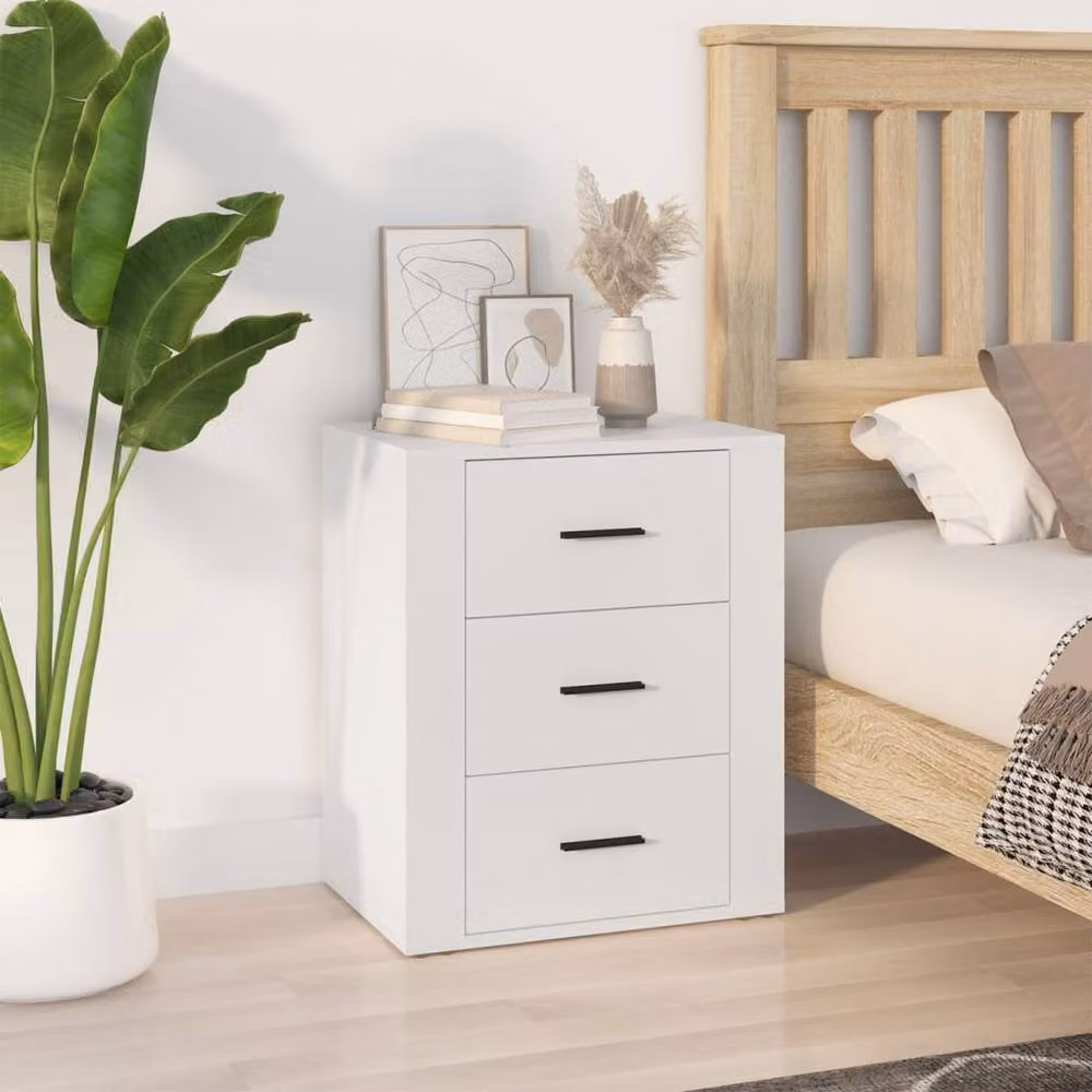 Berkfield Home White Bedside Cabinet in MDF, W/D/H: 50 x 36 x 60 cm – 2