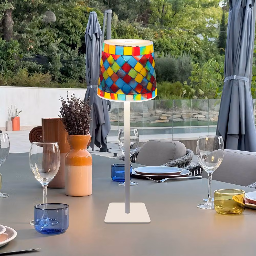 mysmartbuy Multicolour Mosaic Touch Table Lamp with Glass Effect and Rechargeable Battery, Height: 36 cm – 2