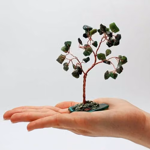 KDMD Green Aventurine Gemstone Bonsai Tree with Green Agate Base (35 Stones) – 3