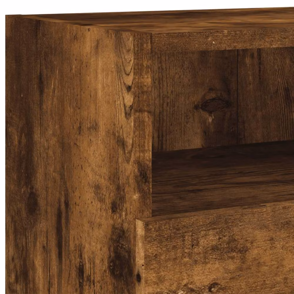 Berkfield Home Set of 2 Smoked Oak TV Wall Cabinets in Brown, W/D/H: 100 x 30 x 30 cm – 5