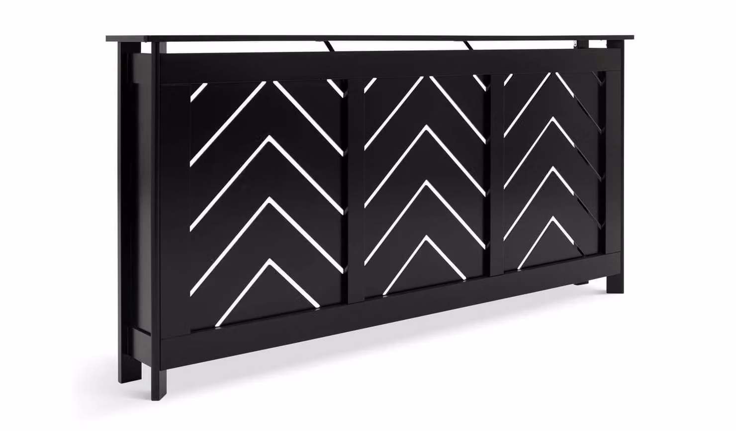 Chevron Large Geometric Radiator Cover in Black, H81.5 x W158 x D21 cm