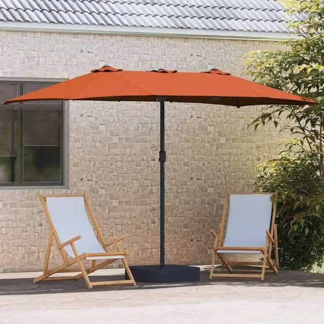 Berkfield Home Modern Folding Garden Parasol in Terracotta Fabric, W/D/H: 385 x 209 x 244 cm – 1