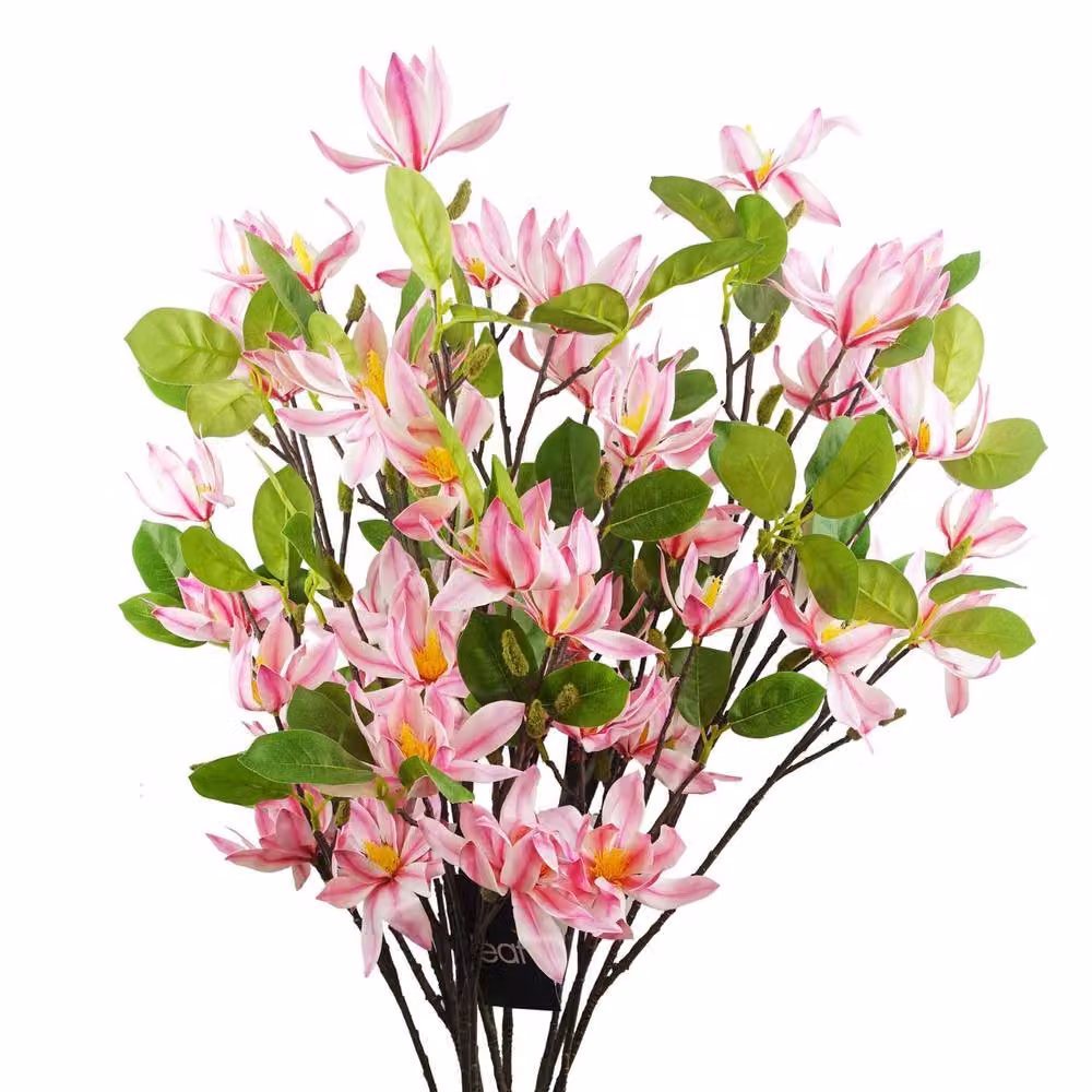 Leaf Pink Magnolia Artificial Floral Spray, Pack of 6, Length: 100 cm – 3