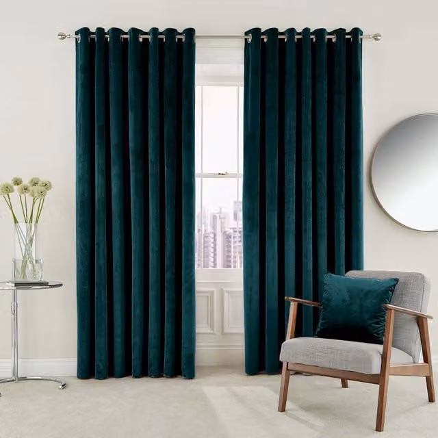 Helena Springfield Escala Woven Lined Eyelet Curtains in Petrol, W: 229 cm, H: 229 cm – 3
