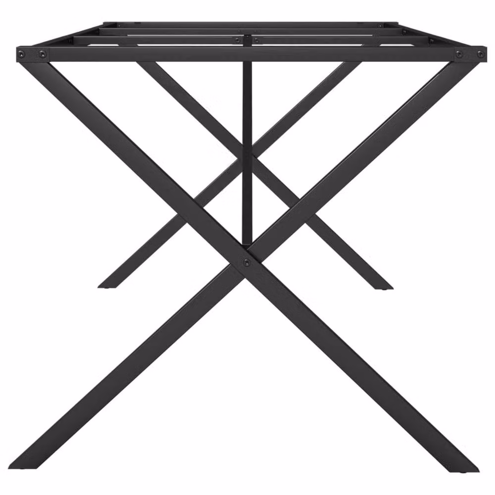 Berkfield Home X-Frame Dining Table Legs in Black Steel, W: 160 cm, D: 80 cm, H: 73 cm – 2