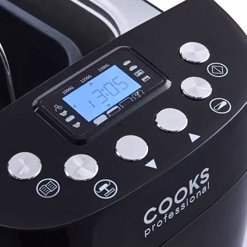 Cooks Professional Digital Bread Maker with 15 Programmes, Timer and Keep Warm Function, Black and Silver – 5