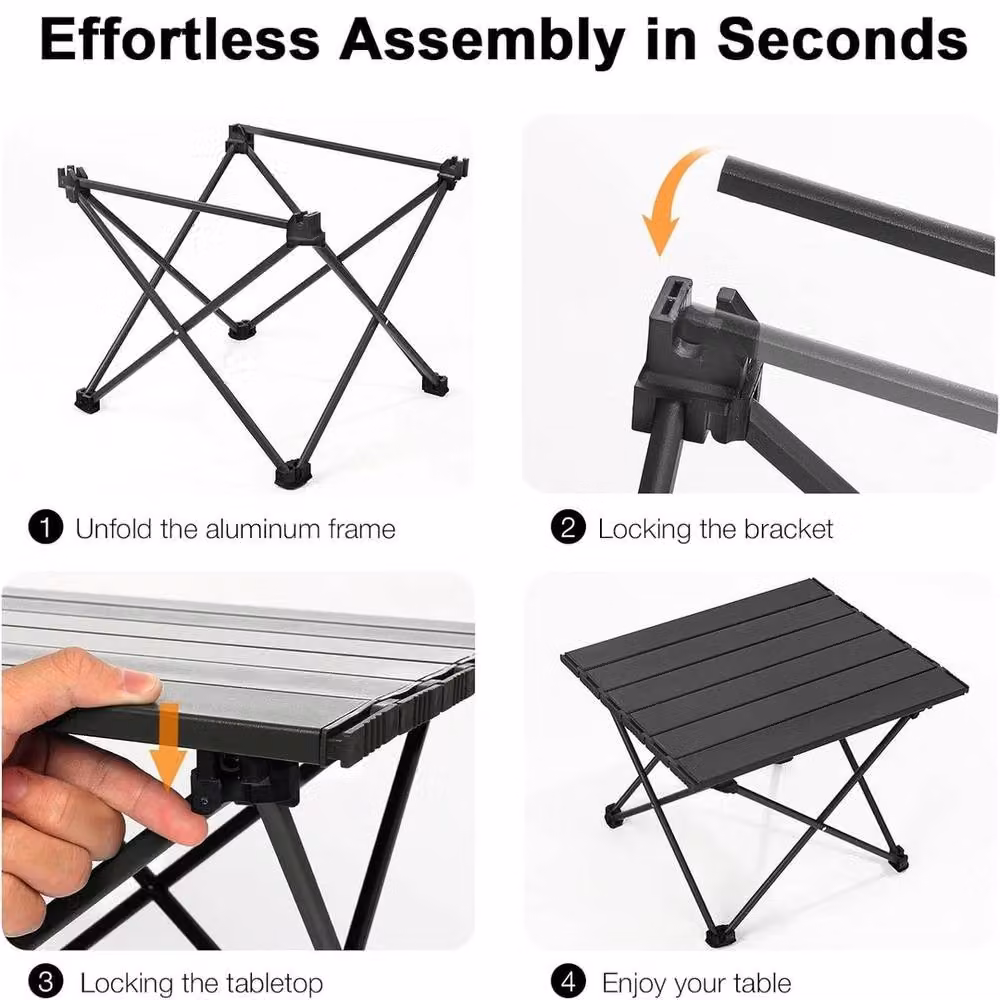 Havendro Portable Roll Up Camping Table in Black, W/D/H: 40 x 35 x 29 cm – 4