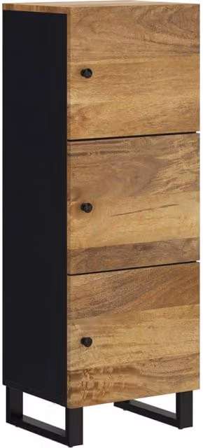 Berkfield Home Industrial Highboard with 3 Hinged Doors, Brown Mango Wood and Iron, W/D/H: 40 x 33 x 110 cm – 1