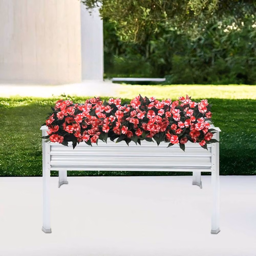 Kelvenix Metal Raised Garden Bed Planter with Legs in Silver, W/D/H: 120 x 80 x 60 cm – 2