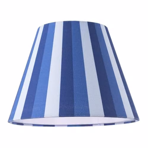 Happy Homewares Modern Blue Striped Linen Fabric Coolie Lamp Shade with White Cotton Inner Lining, W/D/H: 18 x 18 x 25 cm