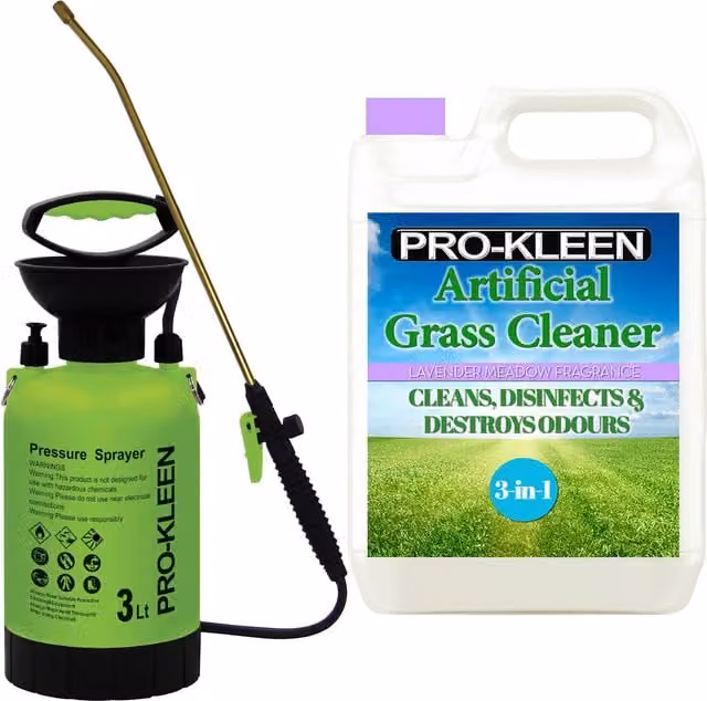 Pro-Kleen 3L Manual Pressure Sprayer with 5L Lavender Artificial Grass Cleaner