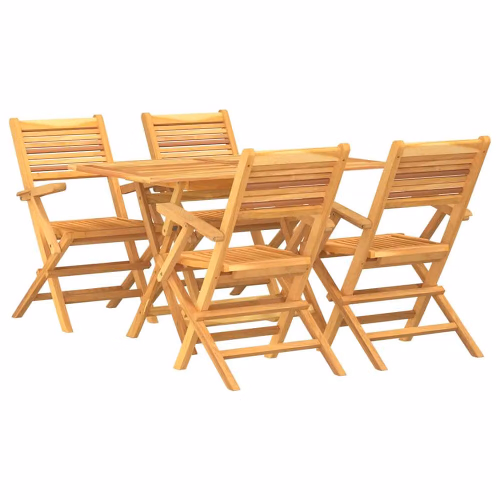 Berkfield Home 5 Piece Garden Dining Set in Brown Solid Teak Wood – 2
