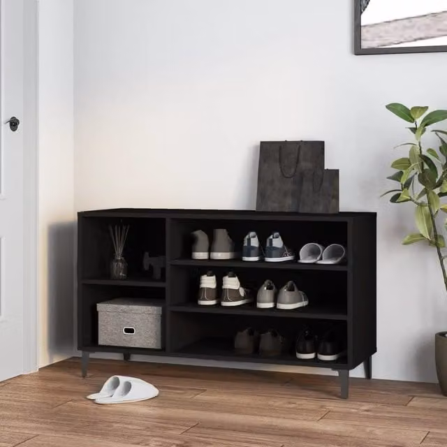 Berkfield Home Modern Black Shoe Cabinet with Integrated Seat, W/D/H: 102 x 36 x 60 cm – 1