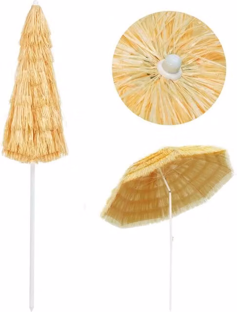 Berkfield Home Hawaii Style Beach Umbrella in Sand Beige with Steel Frame