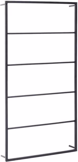 Berkfield Home Wall Mounted Metal Towel Rack in Matt Black, W/D/H: 60 x 10 x 116 cm