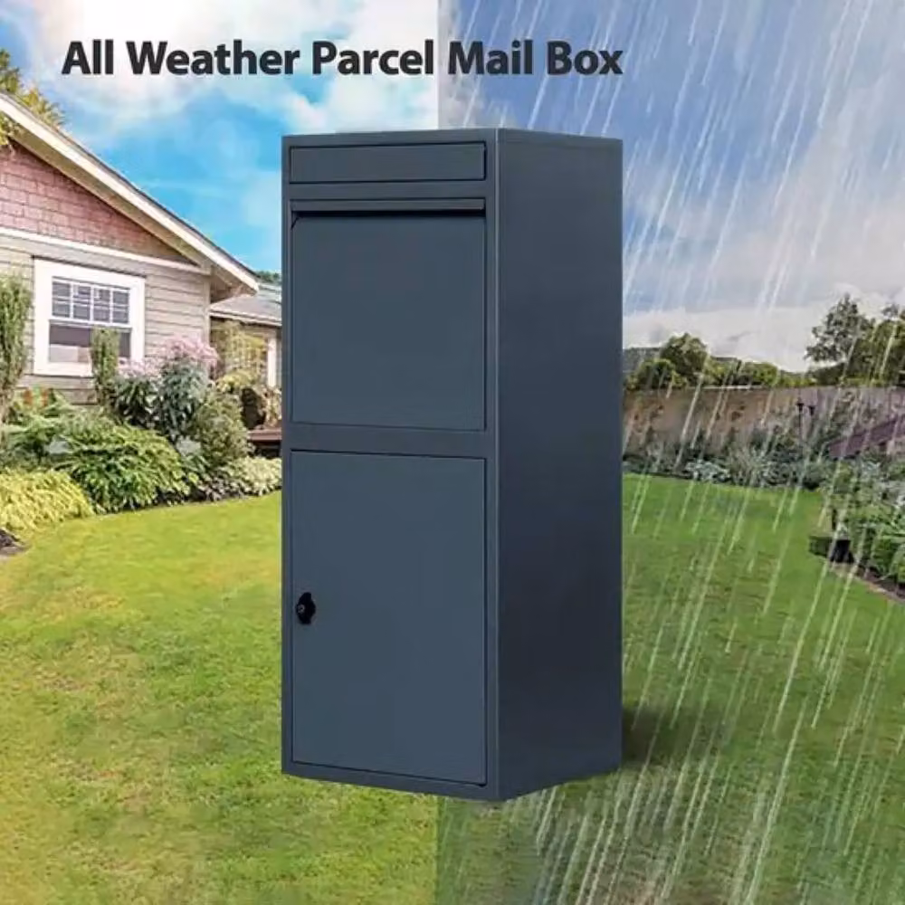 Dprodo Waterproof Steel Parcel and Letter Drop Box with Secure Storage, Black, H: 103.0 cm, W: 41.0 cm, D: 38.0 cm – 4
