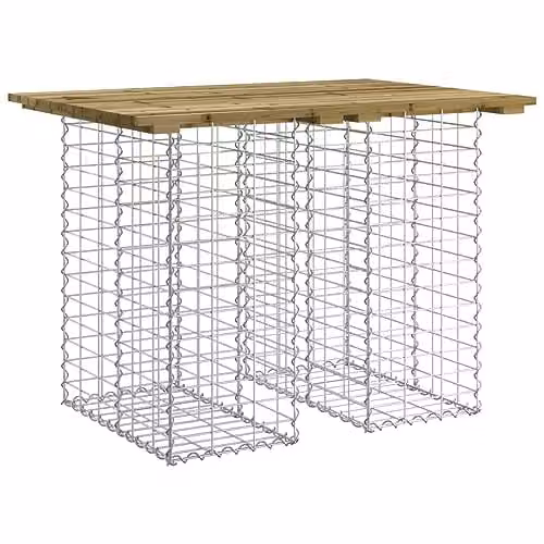 vidaXL Gabion Design Garden Table in Brown Impregnated Pine Wood, W/D/H: 100 x 70 x 72 cm – 1