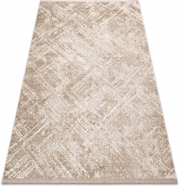 RugsX Duke Modern Beige Rectangular Rug with High-Low Effect and Fringes, W: 80 cm, L: 150 cm