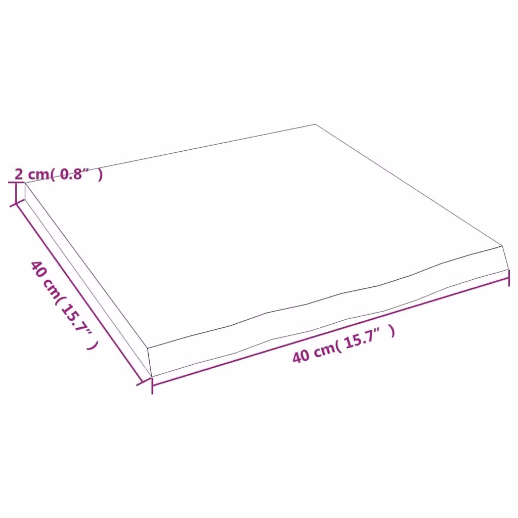 Berkfield Home Treated Solid Wood Bathroom Countertop in Dark Brown and Grey, W: 40 cm, D: 40 cm, H: 2 cm – 6
