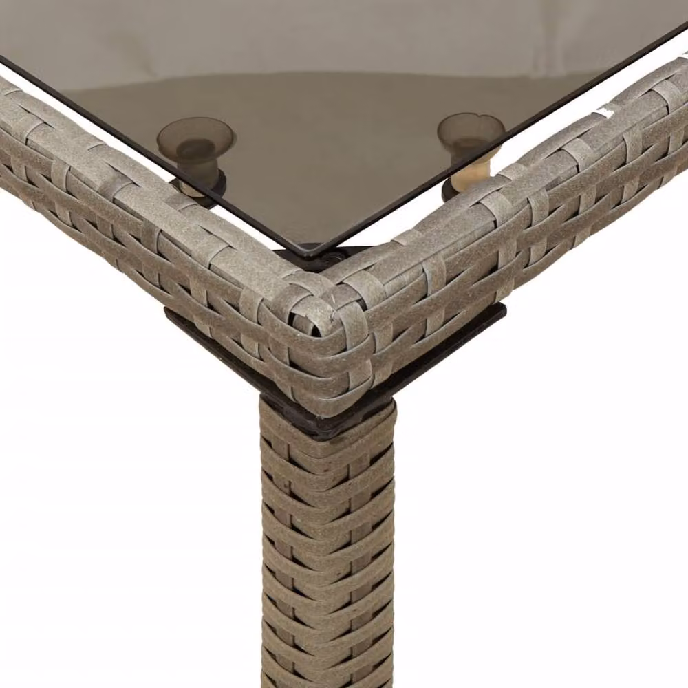 Berkfield Home Grey Poly Rattan Garden Table with Glass Top W/D/H: 115 x 54 x 74 cm – 5