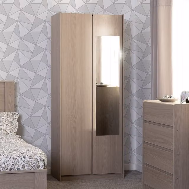 Seconique Paris 2 Door Mirrored Wardrobe in Ash Brown