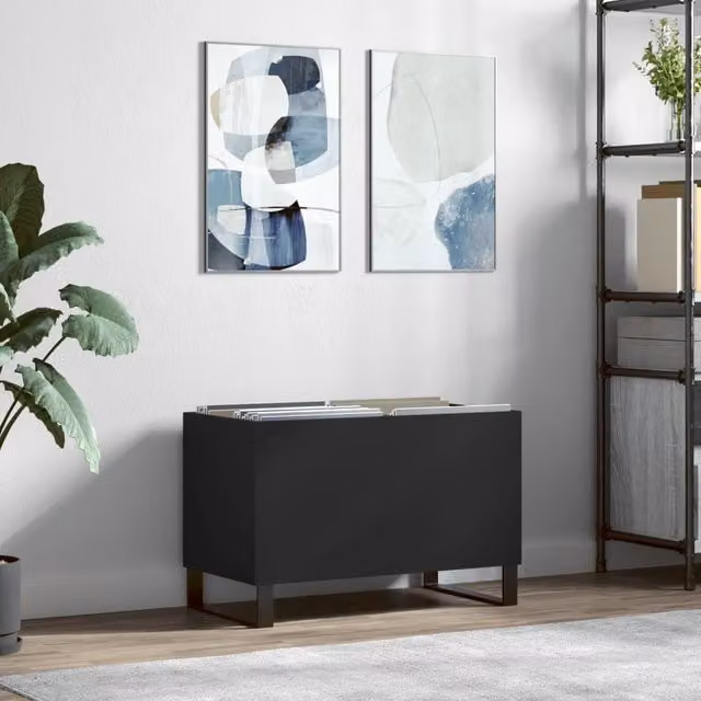 Berkfield Home Industrial Record Cabinet in Black, W: 74.5 cm, D: 38 cm, H: 48 cm – 1