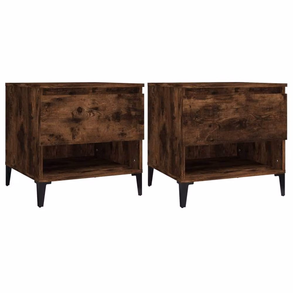 Berkfield Home Set of 2 Smoked Oak Side Tables in Brown, W/D/H: 50 x 46 x 50 cm – 2