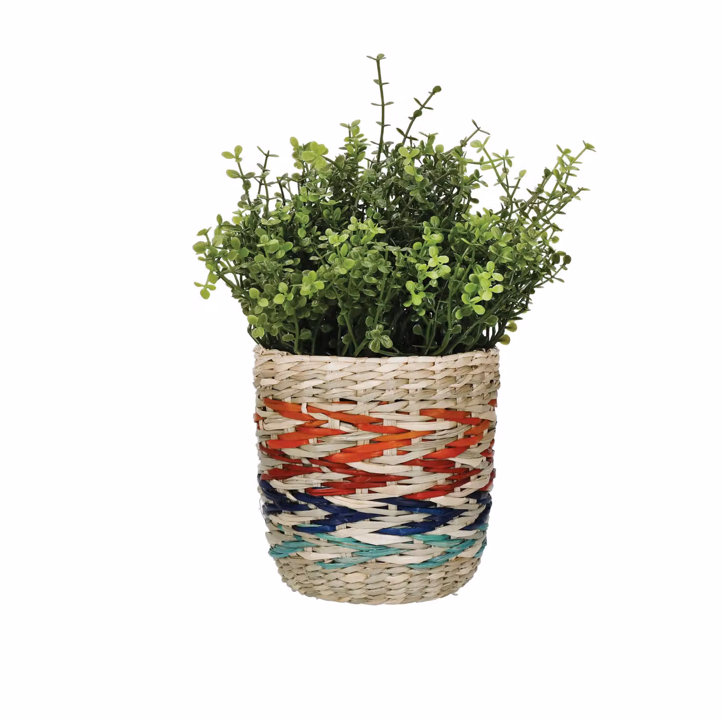 KitchenCraft Seagrass Plant Basket, Multicolour Striped Woven Indoor Planter, W/D/H: 11 x 11 x 11 cm – 4
