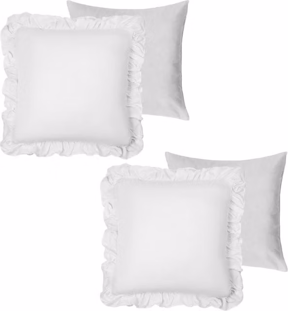 OHS 2 Pack Luxury Linen Frill Cushion Covers in White, W/D/H: 45 x 45 x 45 cm
