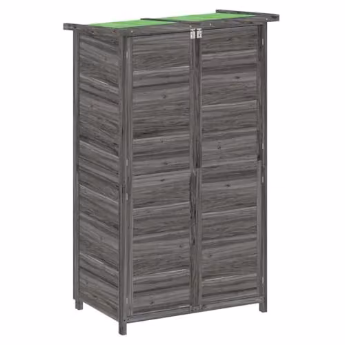 vidaXL Grey Solid Wood Pine Garden Tool Shed Pent W/D/H: 83 x 57 x 140 cm