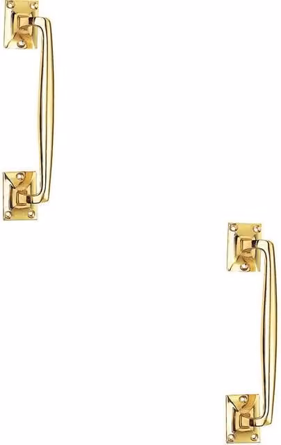 Loops 2x One Piece Door Pull Handles, Polished Brass, Length: 250 mm, Projection: 54 mm