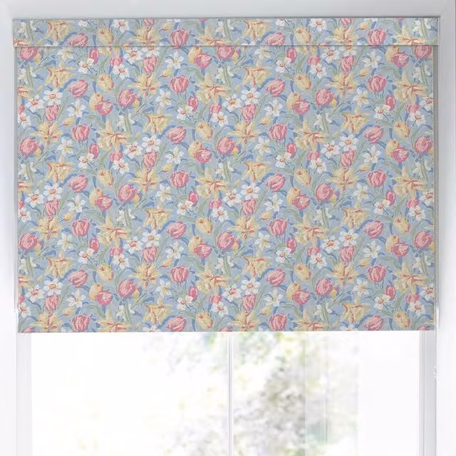 Laura Ashley Tulips Translucent Made to Measure Roller Blind in China Blue