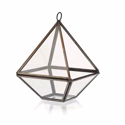 Ancient Wisdom KDMD Geometric Glass Terrarium, Small Diamond, Brown and Transparent – 1