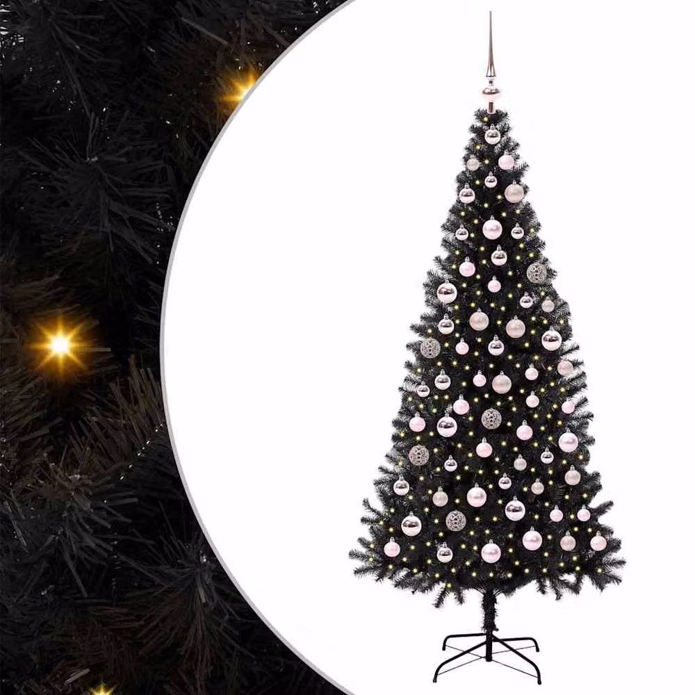 Berkfield Home Lush Christmas Tree with 300 LEDs and Stand, Black, Height: 180 cm – 3